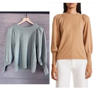 Apiece Apart Dewi Puff Sleeve Sweater Sage Green Wool Silk Blend Size S